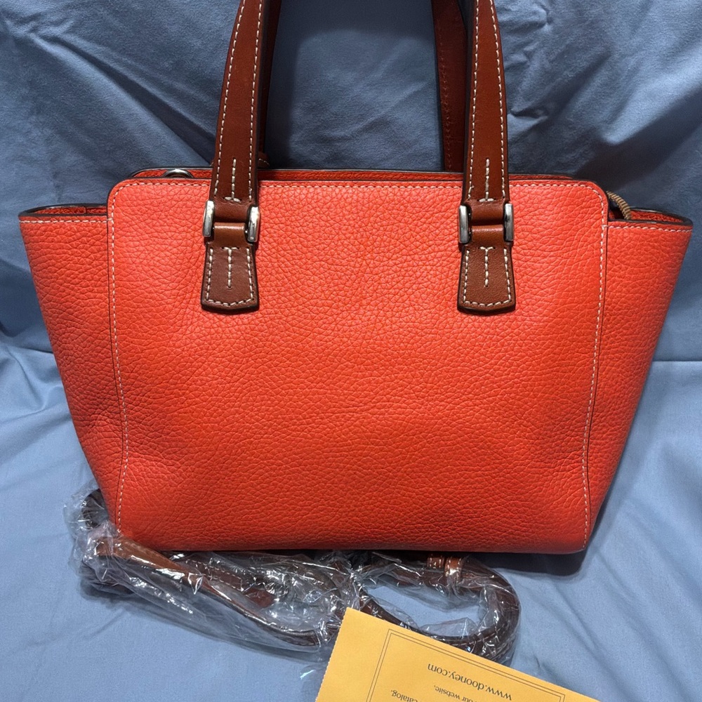 NWT Dooney & Bourke Cambridge Pebble Leather Shopper, Color Persimmon - Picture 2 of 10
